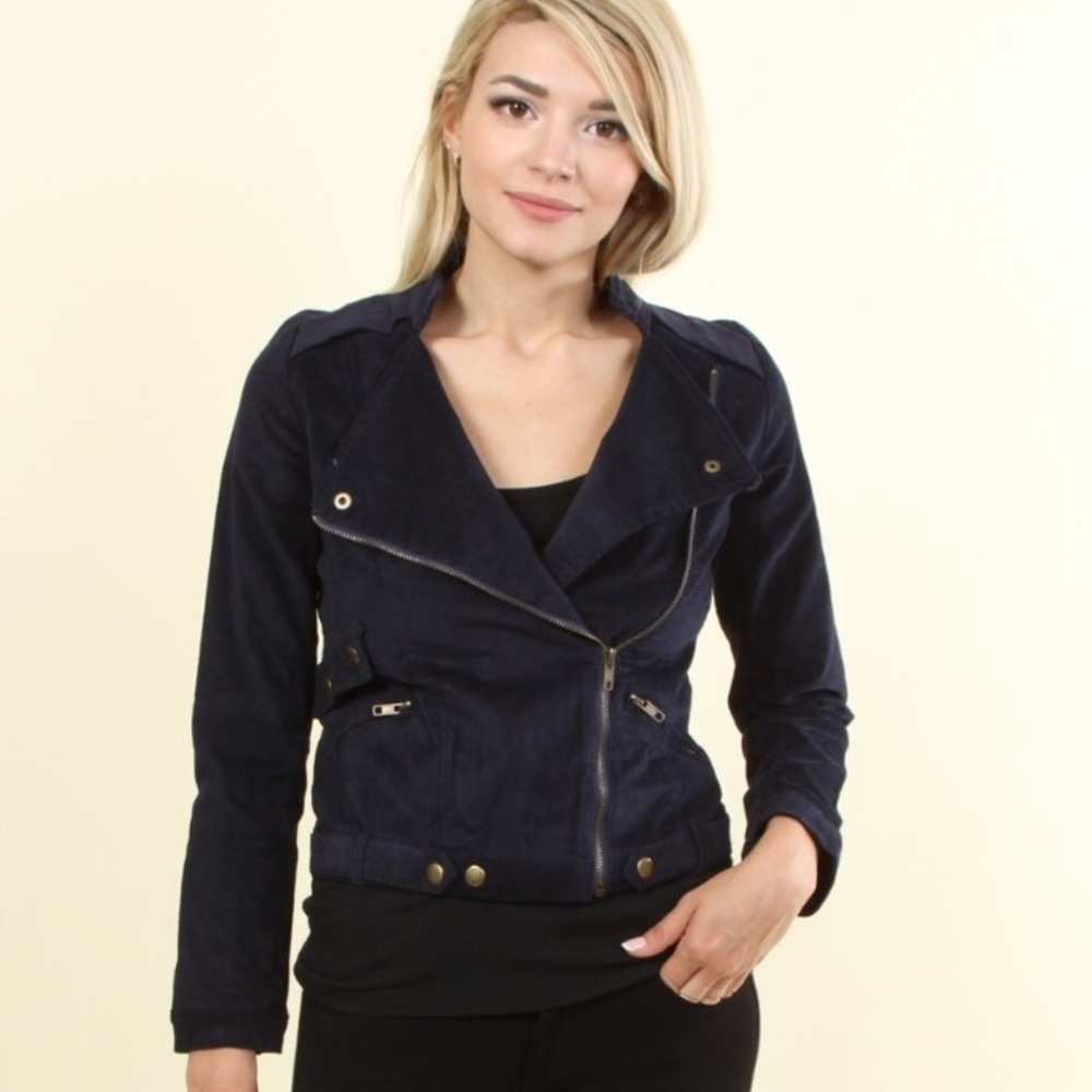 🆕 Navy Corduroy Moto Jacket